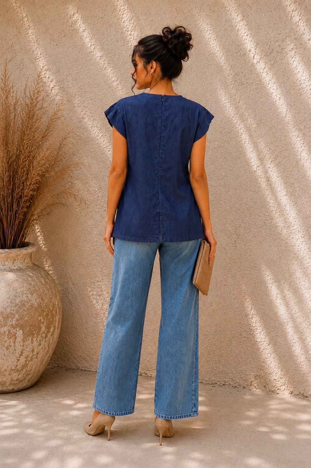 DENIM FRINGED TOP