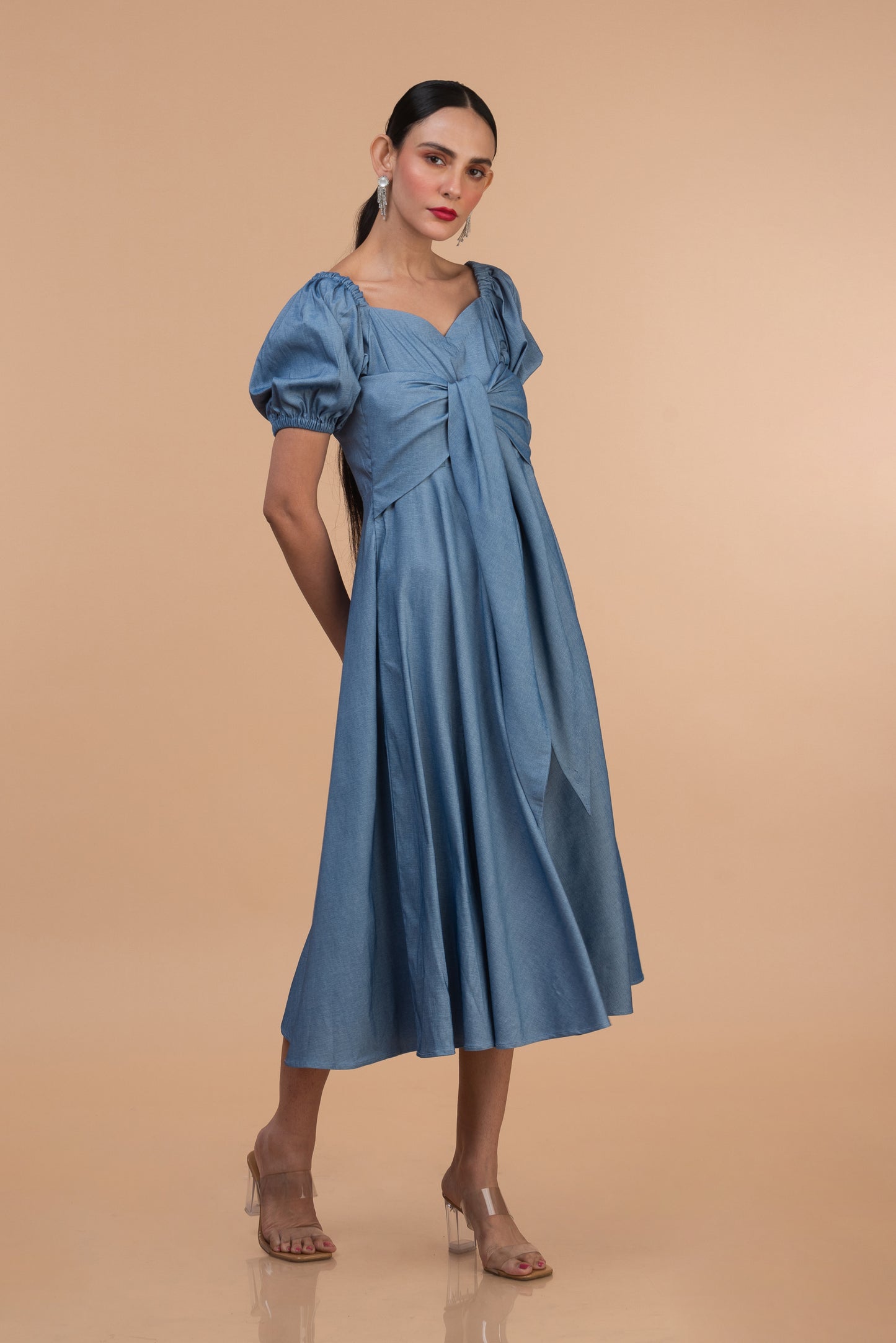 DENIM TIED UP DRESS
