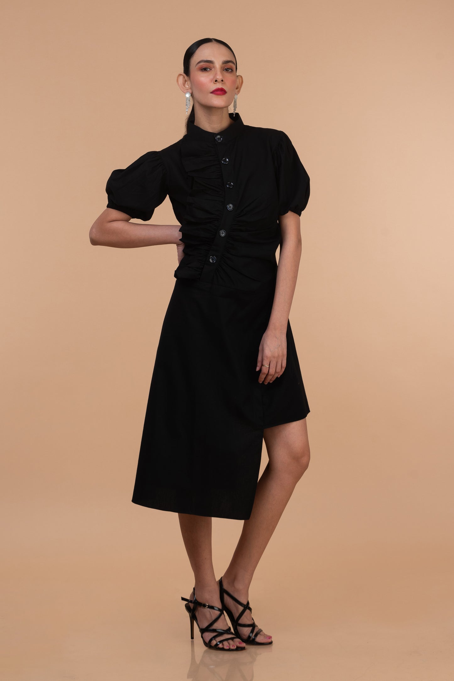 UP TIDE BUTTON DRESS