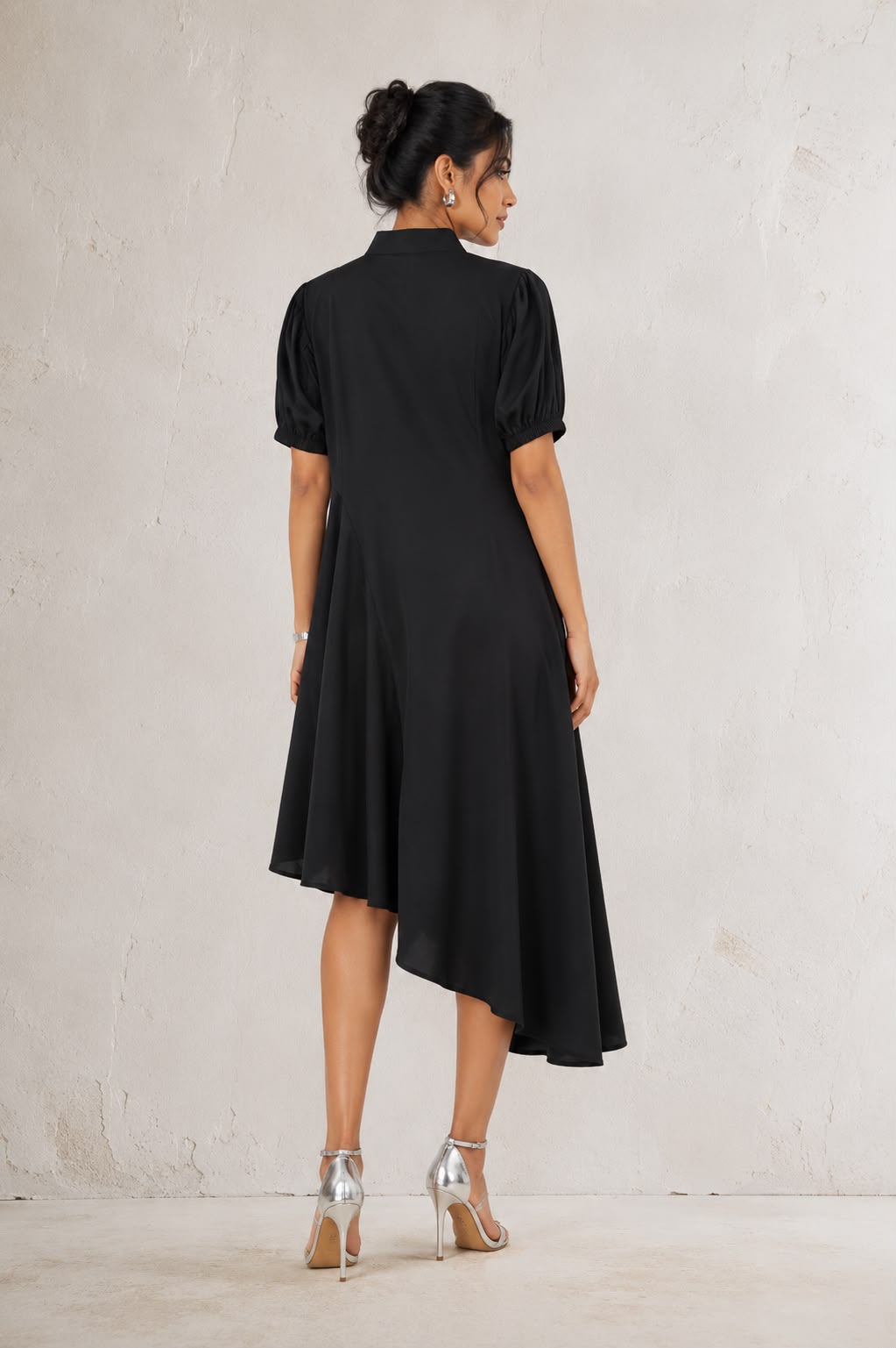 BUTTONED C SHAPE DRESS