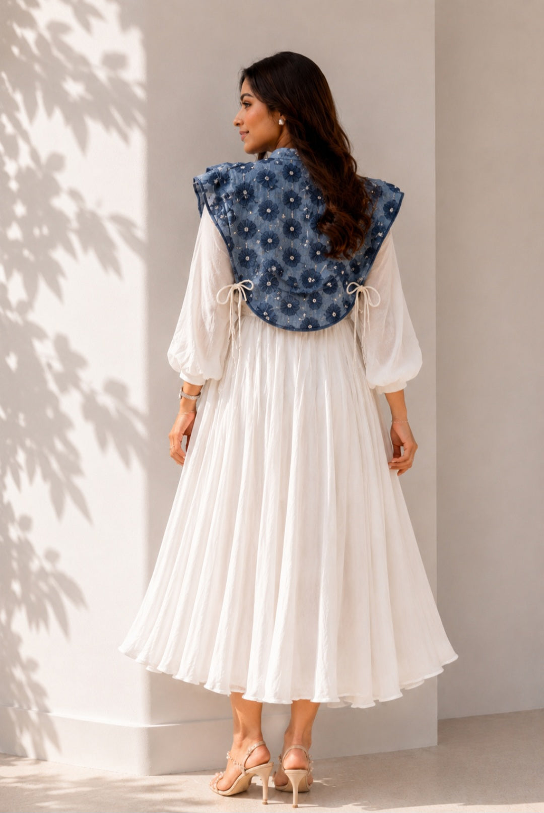 FLORAL CAPED DRESS