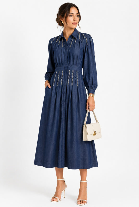 DENIM BRAIDED DRESS