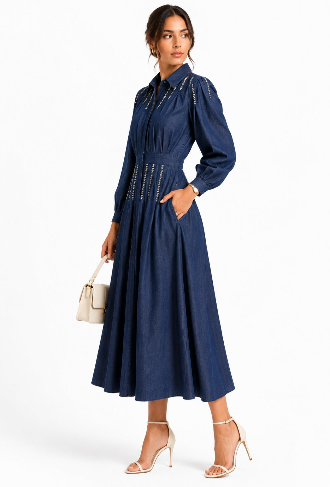 DENIM BRAIDED DRESS