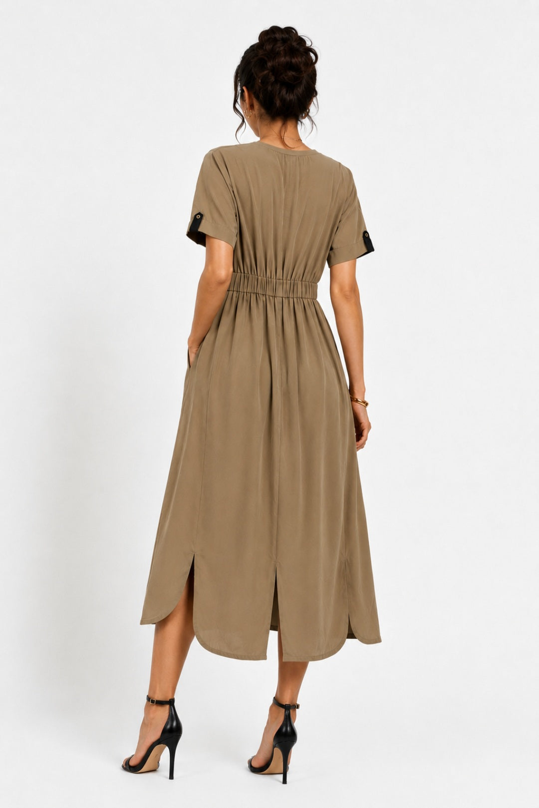 MILITARY PLEATED CURVE DRESS