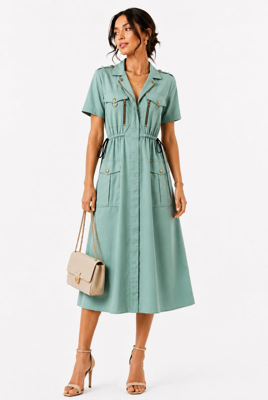 UNBOTTONED ZIP DRESS
