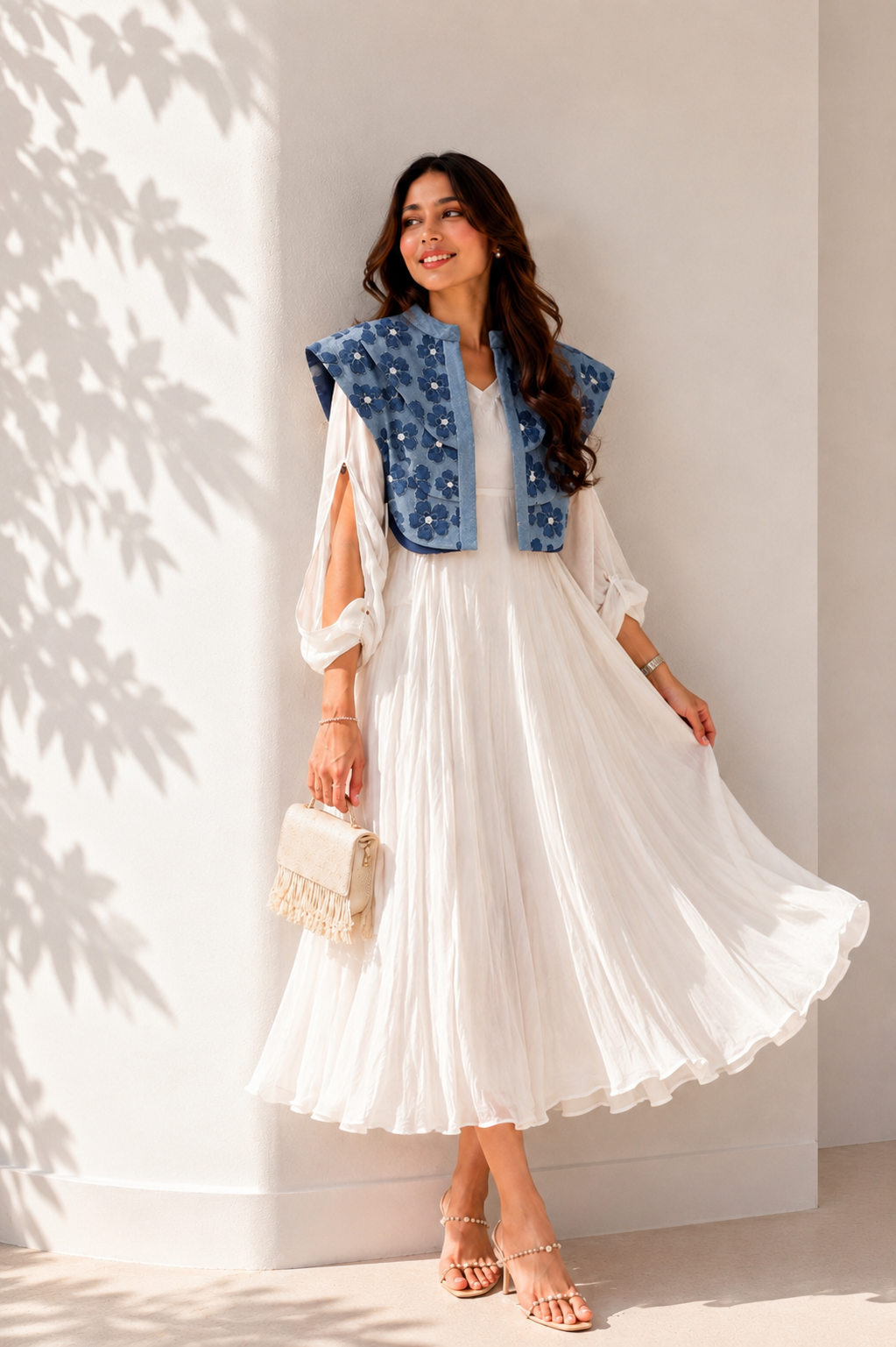 FLORAL CAPED DRESS