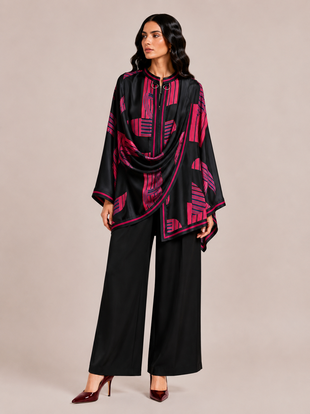 PINK STRIPPED DREAM DRAPE TOP